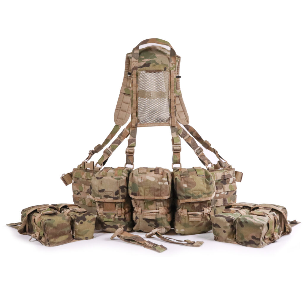 Crossfire DZ Rig-tactical webbing, belt kit, padded comfort, carry ammo, medical, sustainment, front angle